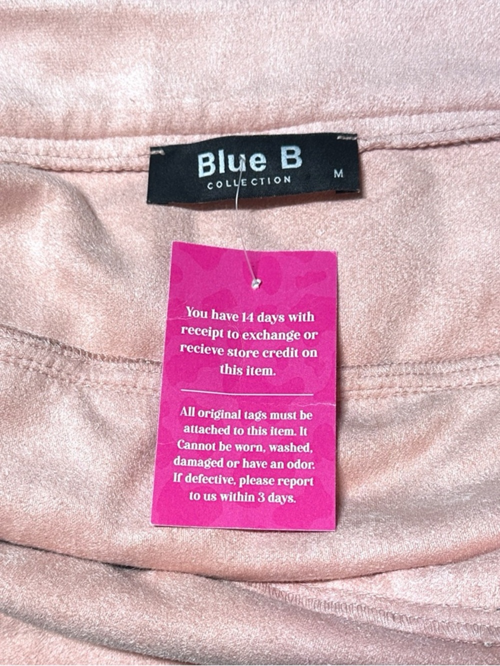 NWT Blue B Pink and Silver Fringe Faux Suede Mini Skirt in Light Pink. Size Med - Picture 8 of 9